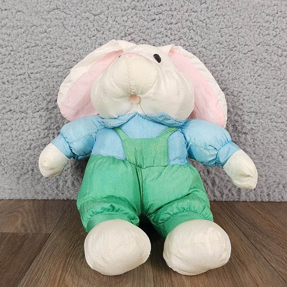 Vintage International Silver Co Nylon Windbreaker Bunny Plush Green Overalls 11"